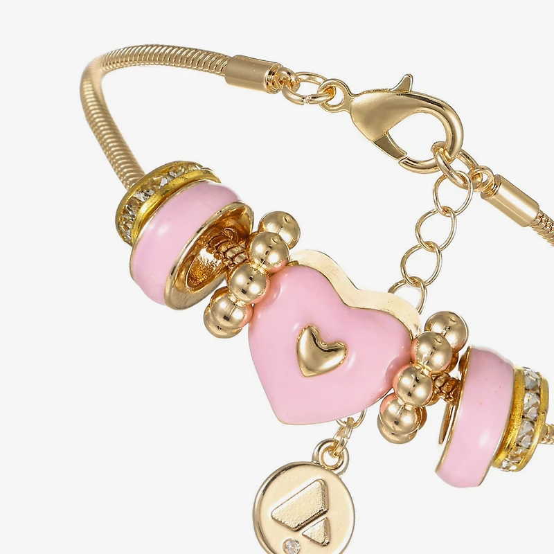 Liz Claiborne Womens Glass Heart Charm Bracelet