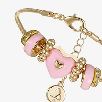 Liz Claiborne Womens Glass Heart Charm Bracelet