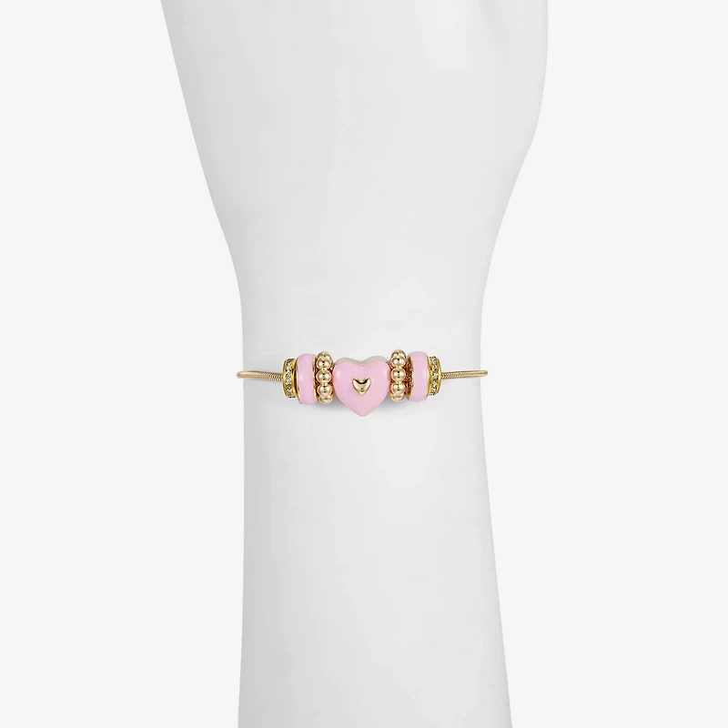 Liz Claiborne Womens Glass Heart Charm Bracelet