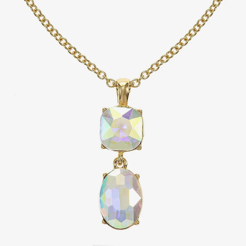 Monet Jewelry Womens Glass Cushion 17 Inch Pendant Necklace
