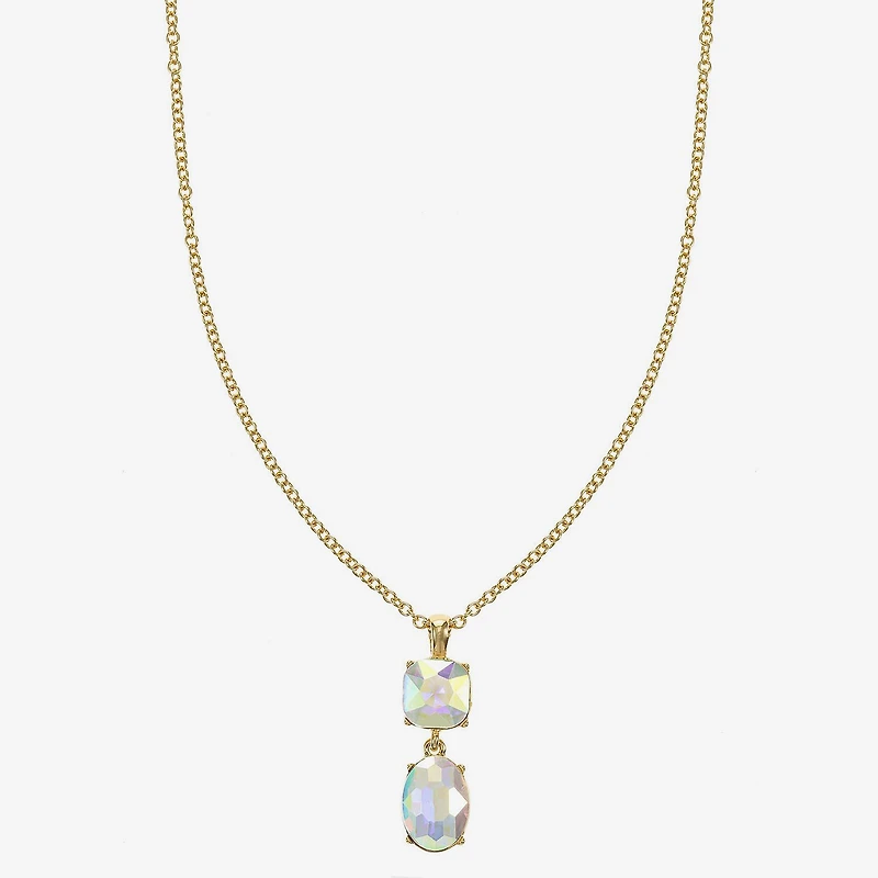 Monet Jewelry Womens Glass Cushion 17 Inch Pendant Necklace