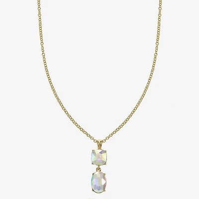Monet Jewelry Womens Glass Cushion 17 Inch Pendant Necklace