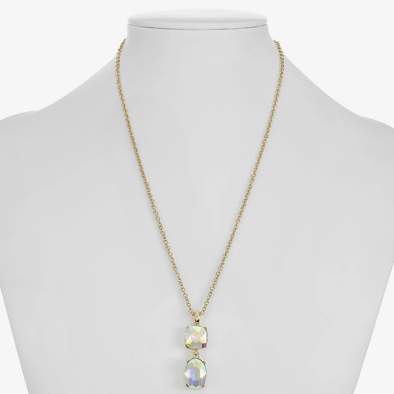 Monet Jewelry Womens Glass Cushion 17 Inch Pendant Necklace