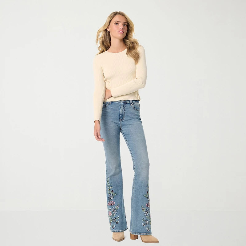 JS Jessica Simpson Womens Boat Neck Long Sleeve Pullover Sweater
