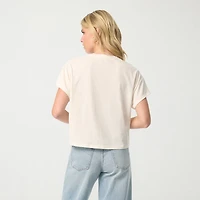 JS Jessica Simpson Womens Crew Neck Short Sleeve Embroidered Blouse
