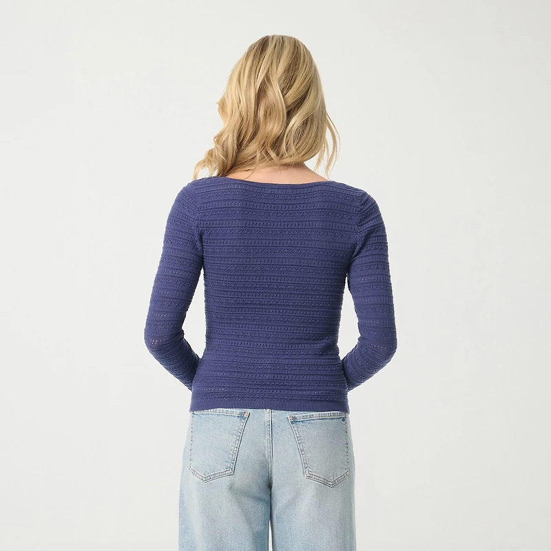 JS Jessica Simpson Womens Square Neck Long Sleeve Blouse