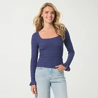 JS Jessica Simpson Womens Square Neck Long Sleeve Blouse