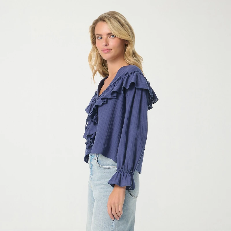 JS Jessica Simpson Womens V Neck Long Sleeve Blouse