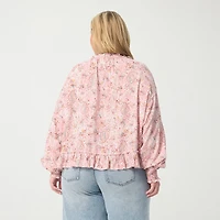 JS Jessica Simpson Womens Plus Mock Neck Long Sleeve Blouse