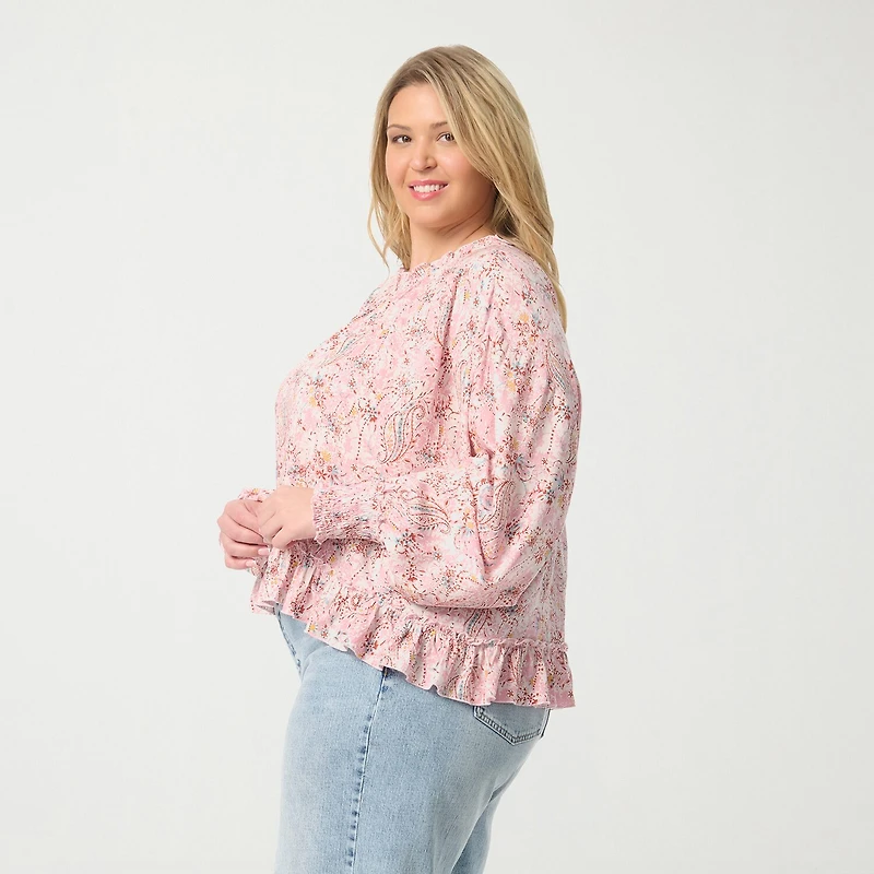 JS Jessica Simpson Womens Plus Mock Neck Long Sleeve Blouse