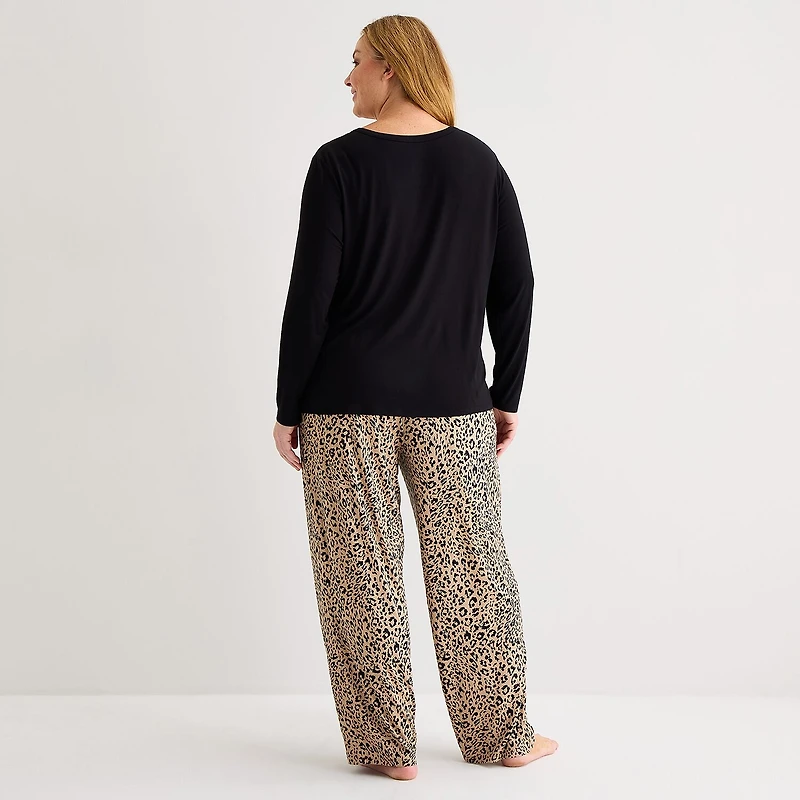 Liz Claiborne Cool and Calm Womens Long Sleeve 2-pc. Pajama Set
