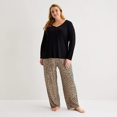 Liz Claiborne Cool and Calm Womens Long Sleeve 2-pc. Pajama Set