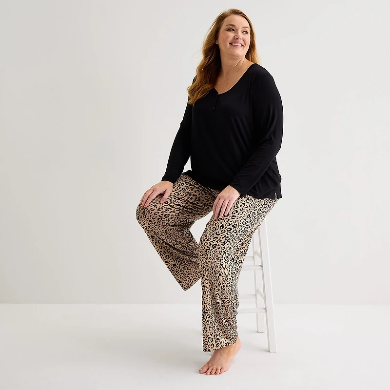 Liz Claiborne Cool and Calm Womens Long Sleeve 2-pc. Pajama Set