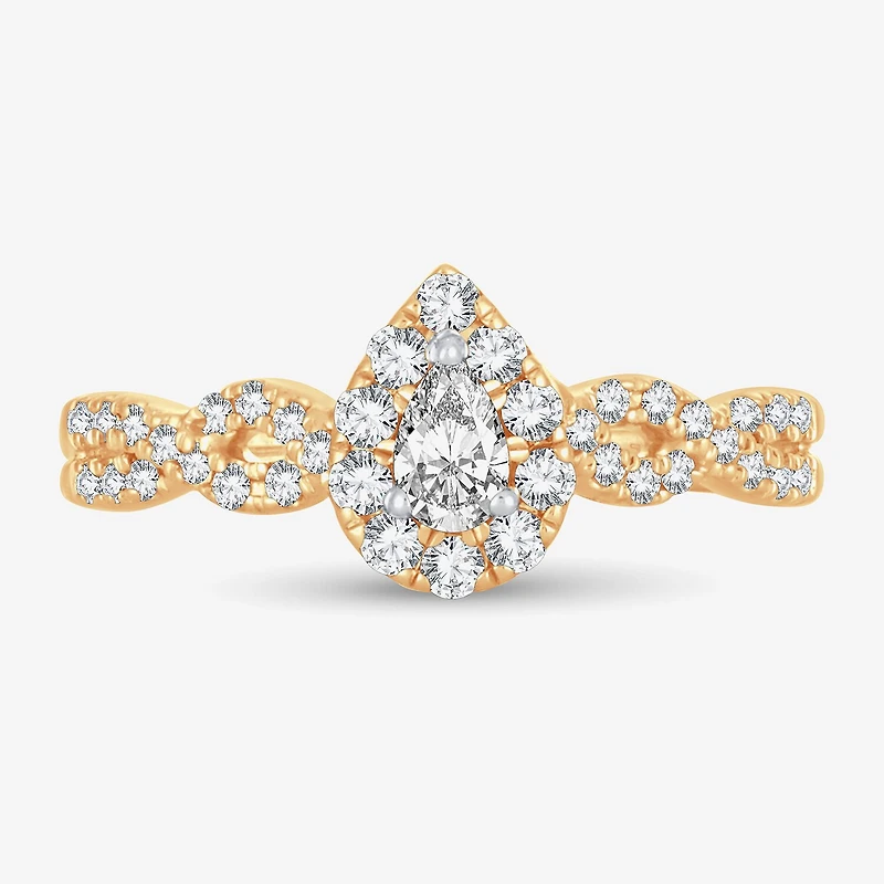 Womens 1/2 CT. T.W. Natural White Diamond 10K Gold Pear Engagement Ring