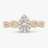 Womens 1/2 CT. T.W. Natural White Diamond 10K Gold Pear Engagement Ring