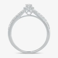 Womens 3/8 CT. T.W. Natural White Diamond 10K Gold Pear Side Stone Crossover Engagement Ring