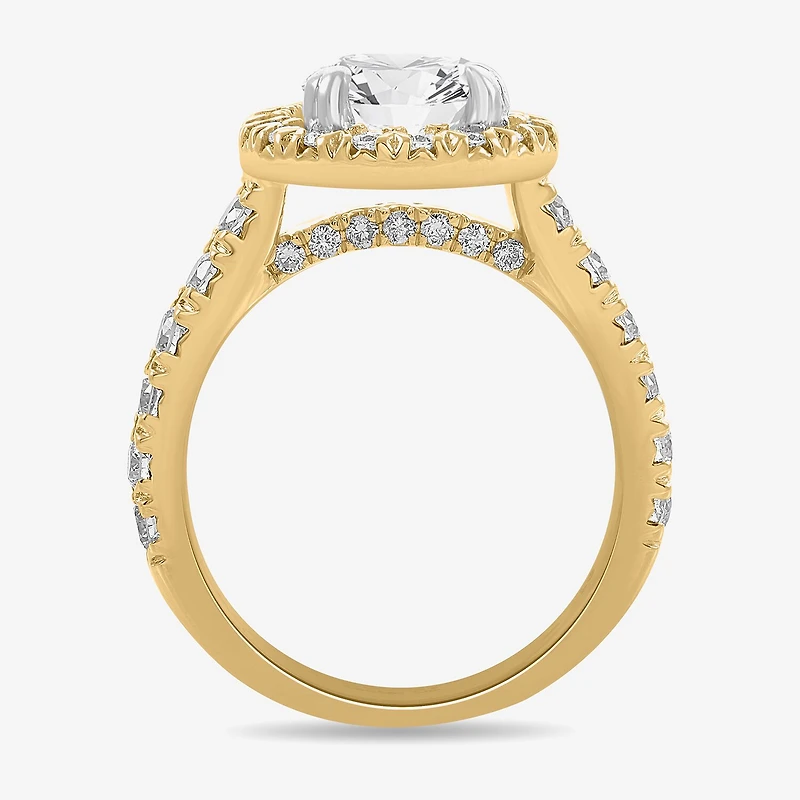 (H-I / Si1-Si2) Womens 4 CT. T.W. Lab Grown White Diamond 14K Gold Pear Side Stone Halo Engagement Ring