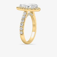 (H-I / Si1-Si2) Womens 4 CT. T.W. Lab Grown White Diamond 14K Gold Pear Side Stone Halo Engagement Ring