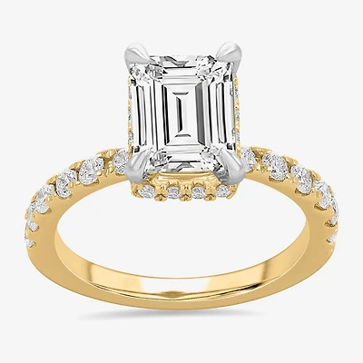 (H-I / Si1-Si2) Womens 3 3/4 CT. T.W. Lab Grown White Diamond 14K Gold Side Stone Engagement Ring