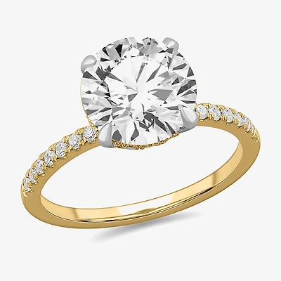 (H-I / Si1-Si2) Womens 3 1/4 CT. T.W. Lab Grown White Diamond 14K Gold Round Side Stone Engagement Ring