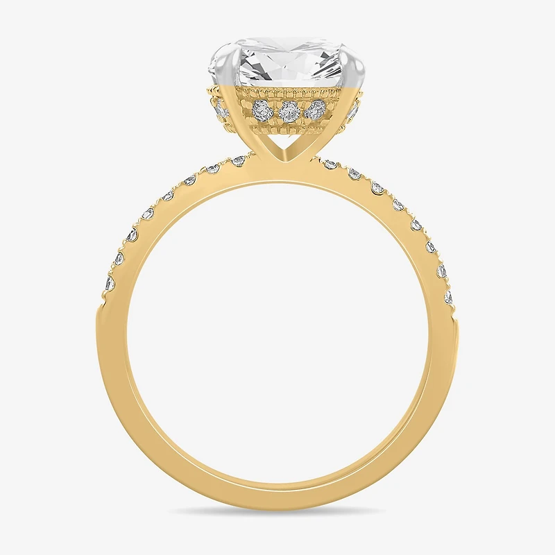 (H-I / Si1-Si2) Womens 3 1/4 CT. T.W. Lab Grown White Diamond 14K Gold Round Side Stone Engagement Ring
