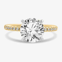 (H-I / Si1-Si2) Womens 3 1/4 CT. T.W. Lab Grown White Diamond 14K Gold Round Side Stone Engagement Ring