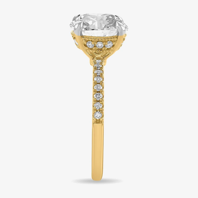 (H-I / Si1-Si2) Womens 3 1/4 CT. T.W. Lab Grown White Diamond 14K Gold Round Side Stone Engagement Ring