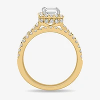(H-I / Si1-Si2) Womens 1 7/8 CT. T.W. Lab Grown White Diamond 14K Gold Side Stone Halo Bridal Set
