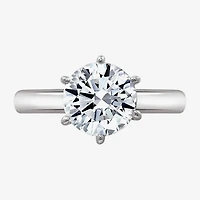 Diamonart Womens Cubic Zirconia Sterling Silver Round Solitaire Engagement Ring