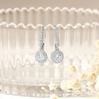 Diamonart Womens Cubic Zirconia Sterling Silver Round Drop Earrings