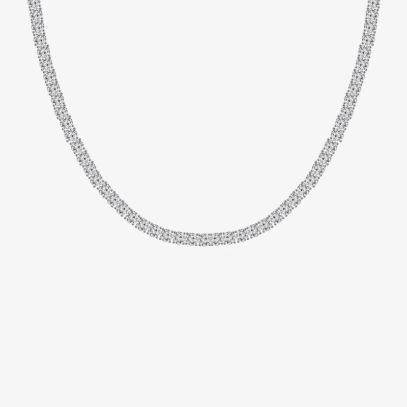 Diamonart Womens White Cubic Zirconia Sterling Silver Inch Tennis Necklace