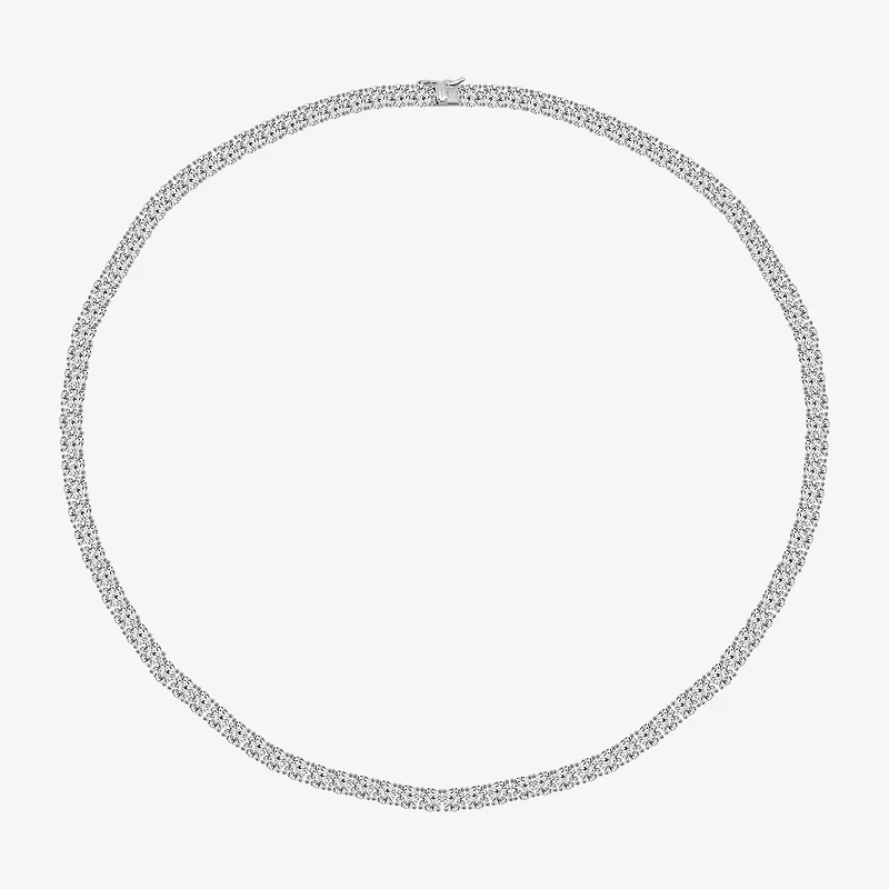 Diamonart Womens White Cubic Zirconia Sterling Silver Inch Tennis Necklace