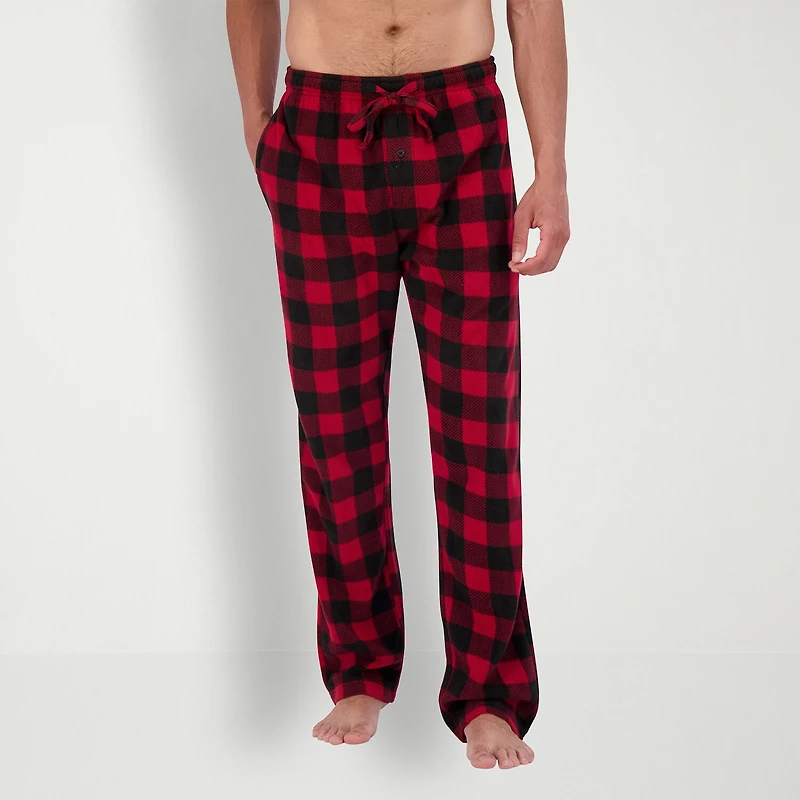 Hanes Mens Fleece Crew Neck Long Sleeve 2-pc. Big Pajama Set