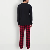 Hanes Mens Fleece Crew Neck Long Sleeve 2-pc. Big Pajama Set