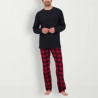 Hanes Mens Fleece Crew Neck Long Sleeve 2-pc. Big Pajama Set