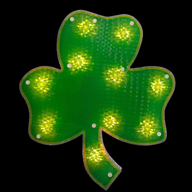 Northlight 14in Pre-Lit Green Irish Shamrock Silhouette St. Patricks Day Window Decor