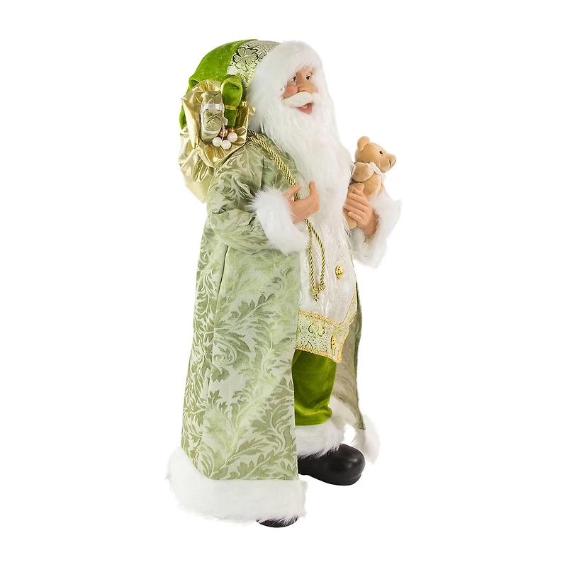 Northlight 24in St Patrick'S Irish Santa Claus With Teddy Bear And Gift Bag St. Patricks Day Santa Figurine