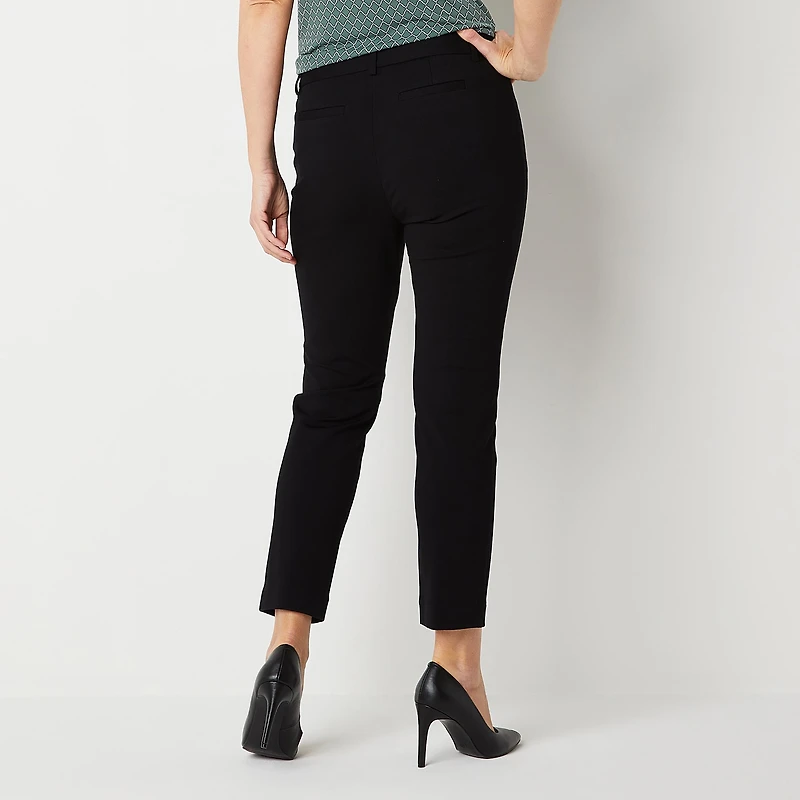 Liz Claiborne Adaptive Emma Ponte Womens Easy-on + Easy-off Seated Wear Straight Mid Rise Ankle Pant