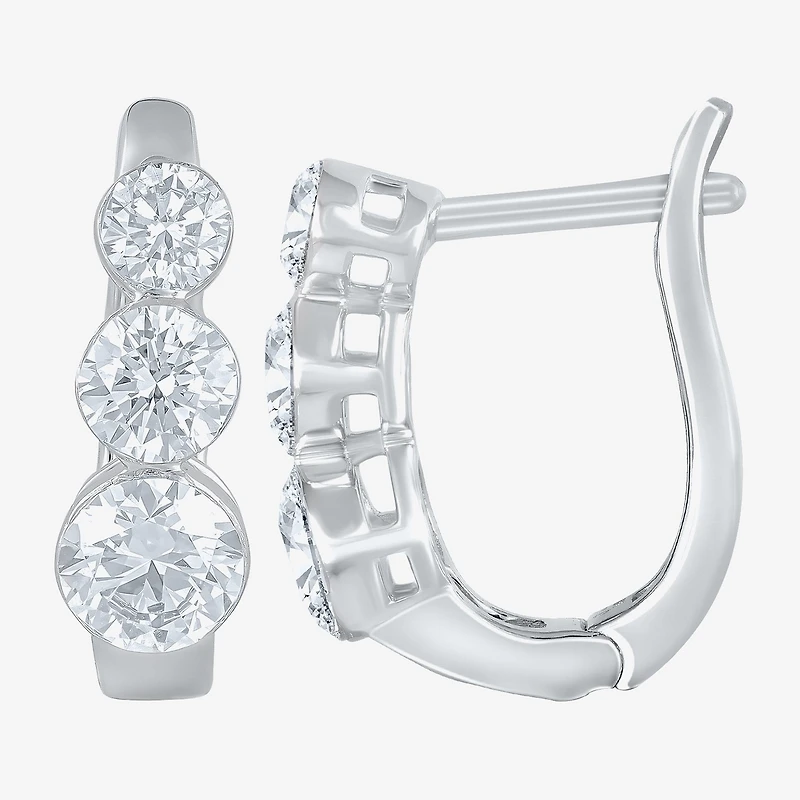 Floating Diamonds (F / Vs2) Womens 2 CT. T.W. Lab Grown White Diamond 14K Gold 16.1mm Hoop Earrings