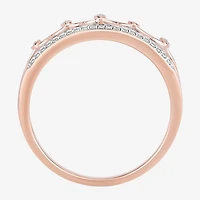 Enchanted Disney Fine Jewelry Womens 1/10 CT. T.W. Natural White Diamond 14K Rose Gold Over Silver Sterling Silver Crown Princess Cocktail Ring