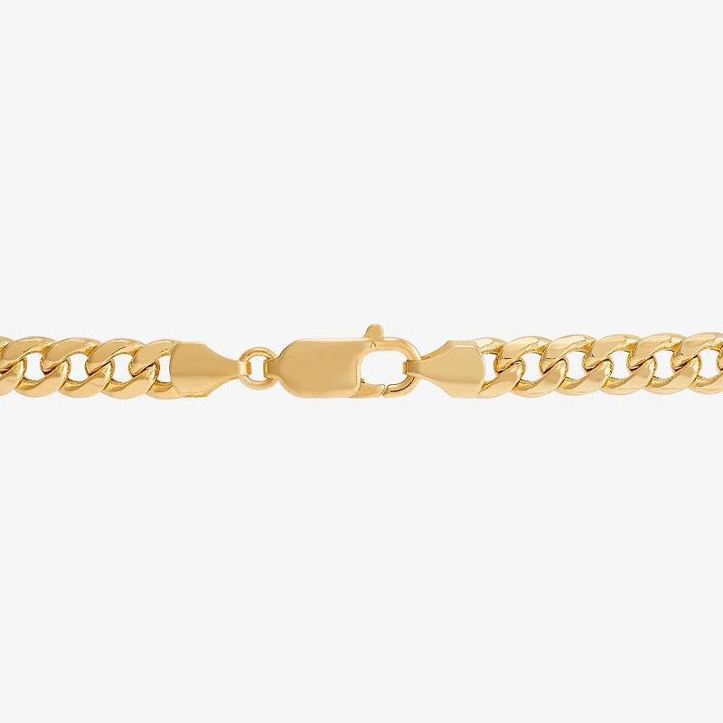 Mens 14K Gold 8 Inch Semisolid Cuban Circle Chain Bracelet