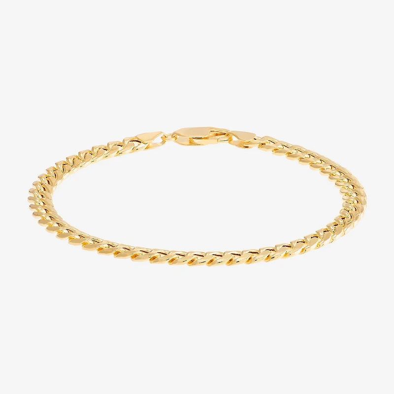Mens 14K Gold 8 Inch Semisolid Cuban Circle Chain Bracelet