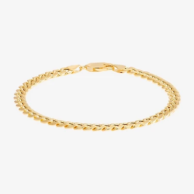 Mens 14K Gold 8 Inch Semisolid Cuban Circle Chain Bracelet