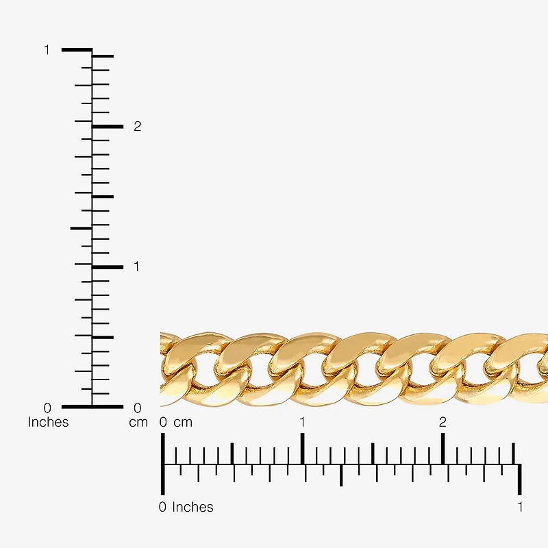 Mens 14K Gold 8 Inch Semisolid Cuban Circle Chain Bracelet