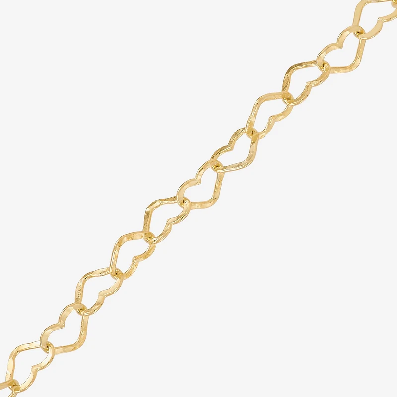 Made in Italy Womens 24K Gold Over Silver 7.5 Inch Solid Link Chain Bracelet