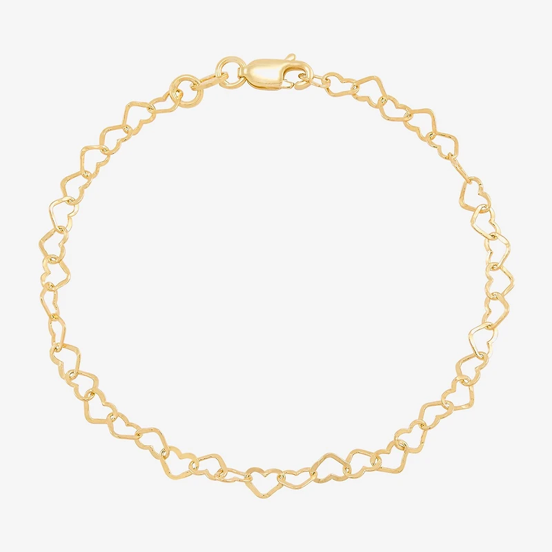 Made in Italy Womens 24K Gold Over Silver 7.5 Inch Solid Link Chain Bracelet