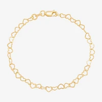 Made in Italy Womens 24K Gold Over Silver 7.5 Inch Solid Link Chain Bracelet