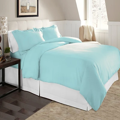Pointehaven Printed Or Solid Cotton Duvet Cover Set