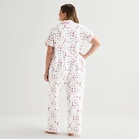 Jaclyn Womens Short Sleeve 2-pc. Plus Pajama Set