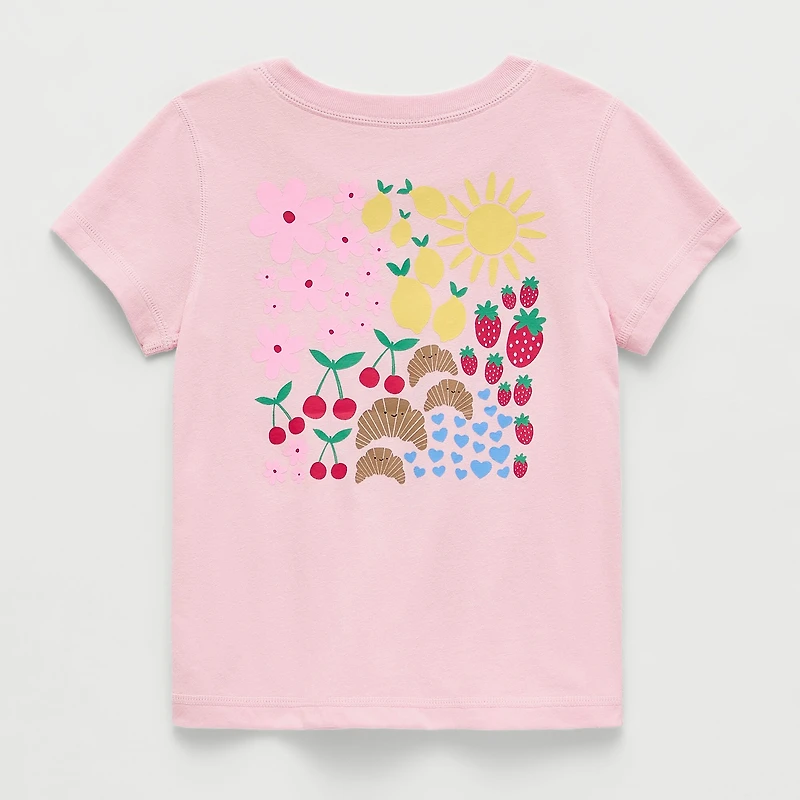 Okie Dokie Toddler Girls Easy-on + Easy-off Sensory Friendly Round Neck Short Sleeve Adaptive Regular Fit Graphic T-Shirt